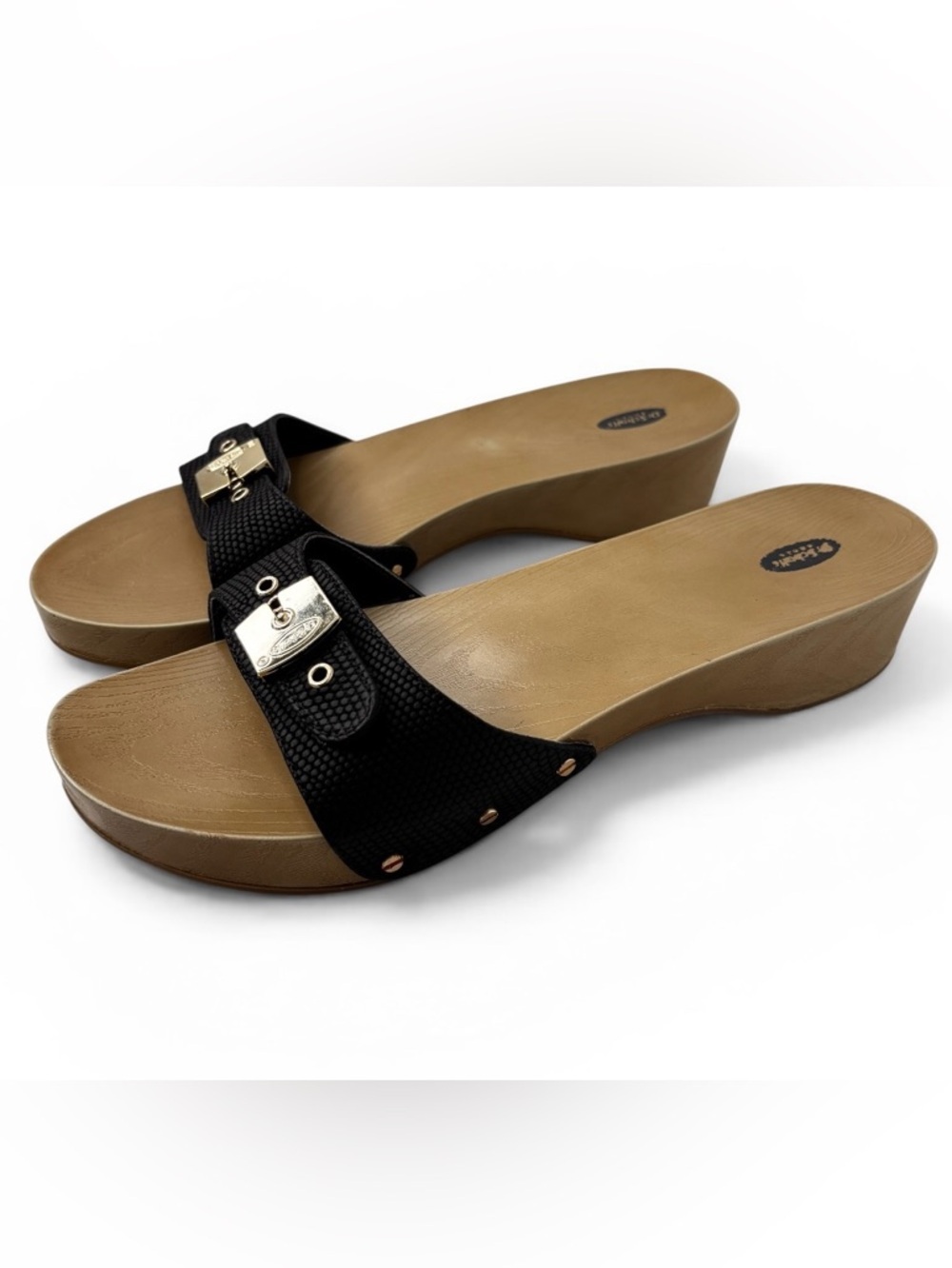 Dr. Scholl's Womens Size 9M Sandals Black Ventura Snake Classic Slide Adjustable